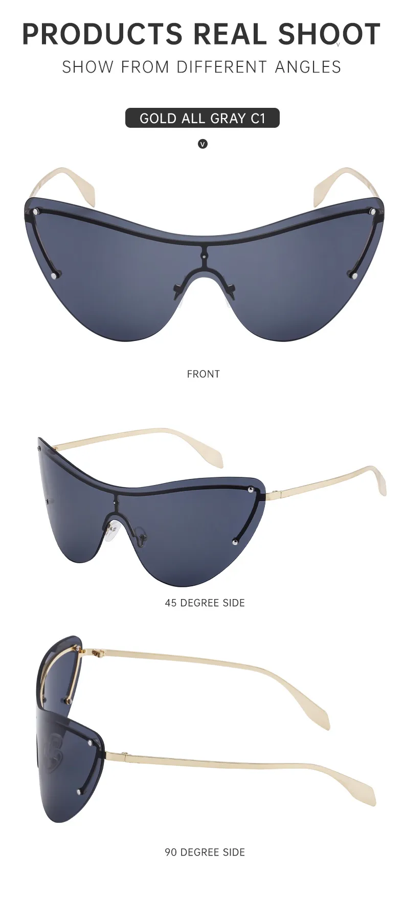 Carré Vacances Couleur Unie Pc Sans Cadre Hommes De Lunettes De Soleil display picture 6