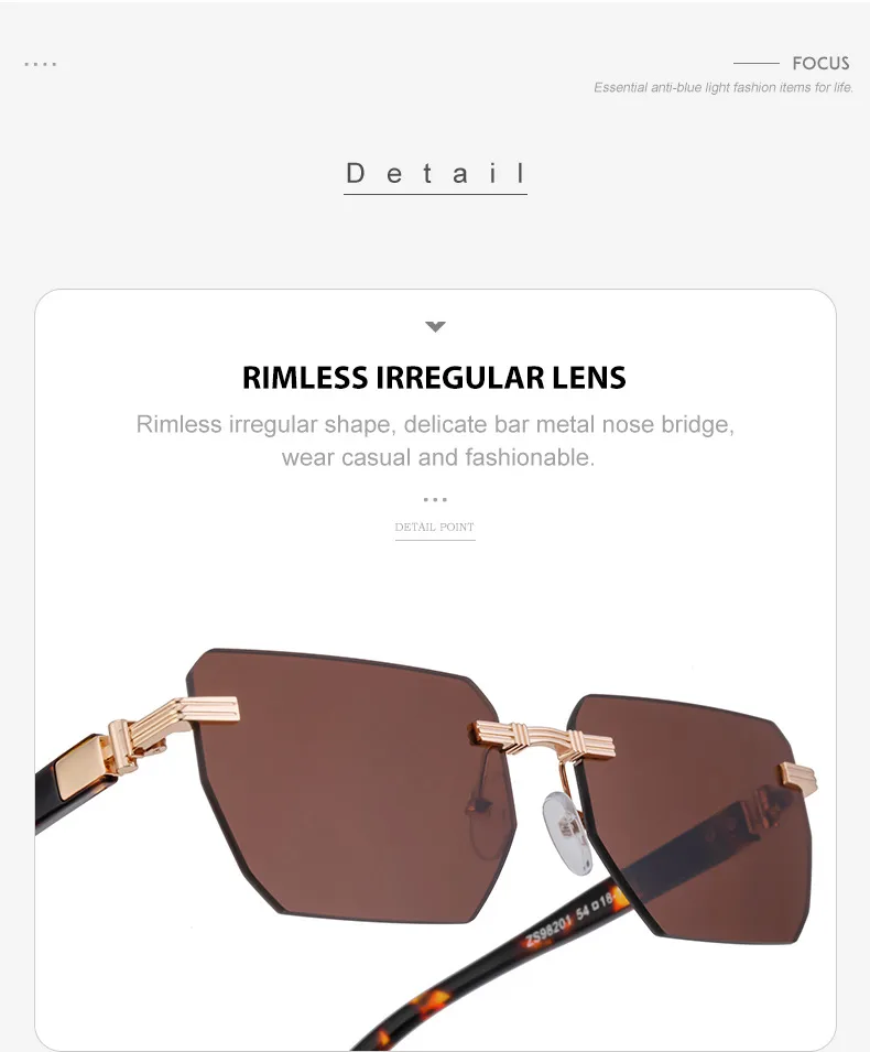 Square Vacation Solid Color Tinted Lenses Frameless Men's Sunglasses display picture 9