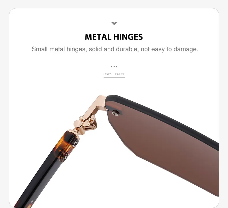 Square Vacation Solid Color Tinted Lenses Frameless Men's Sunglasses display picture 10
