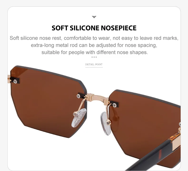 Square Vacation Solid Color Tinted Lenses Frameless Men's Sunglasses display picture 11