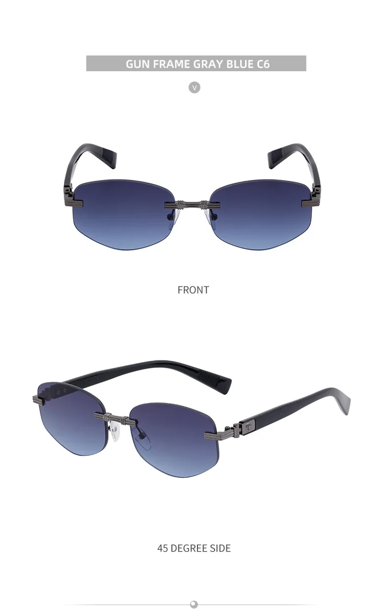 Square Roman Style Solid Color Pc Frameless Men's Sunglasses display picture 6