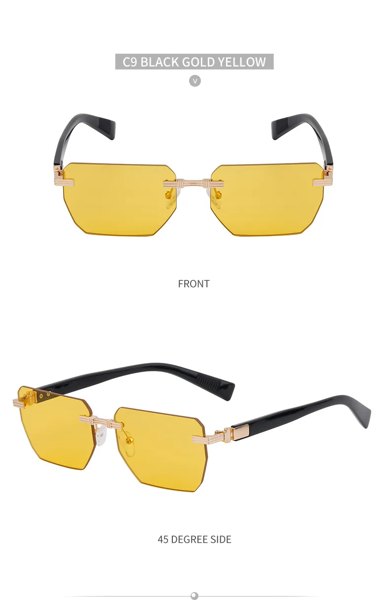 Square Vacation Solid Color Tinted Lenses Frameless Men's Sunglasses display picture 14