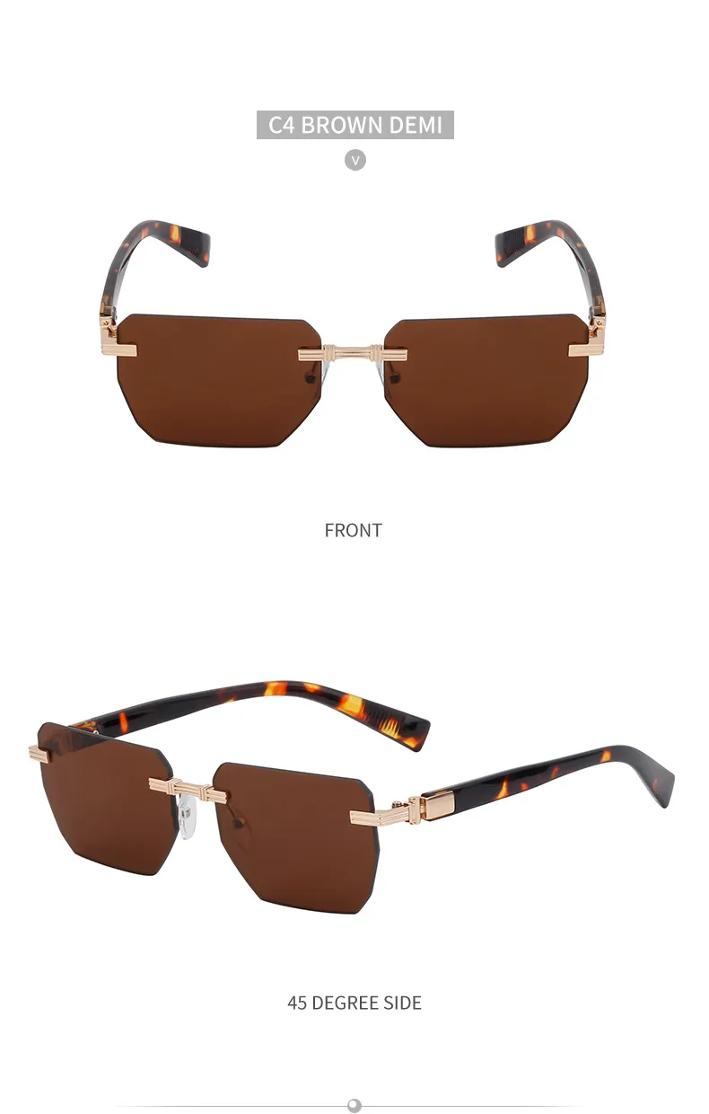 Square Vacation Solid Color Tinted Lenses Frameless Men's Sunglasses display picture 17