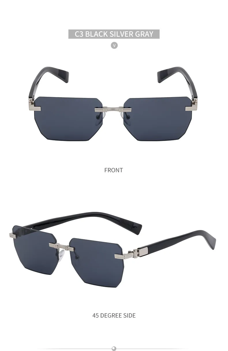 Carré Vacances Couleur Unie Verres Teintés Sans Cadre Hommes De Lunettes De Soleil display picture 18