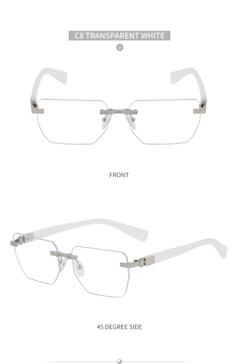 Square Vacation Solid Color Tinted Lenses Frameless Men's Sunglasses display picture 19