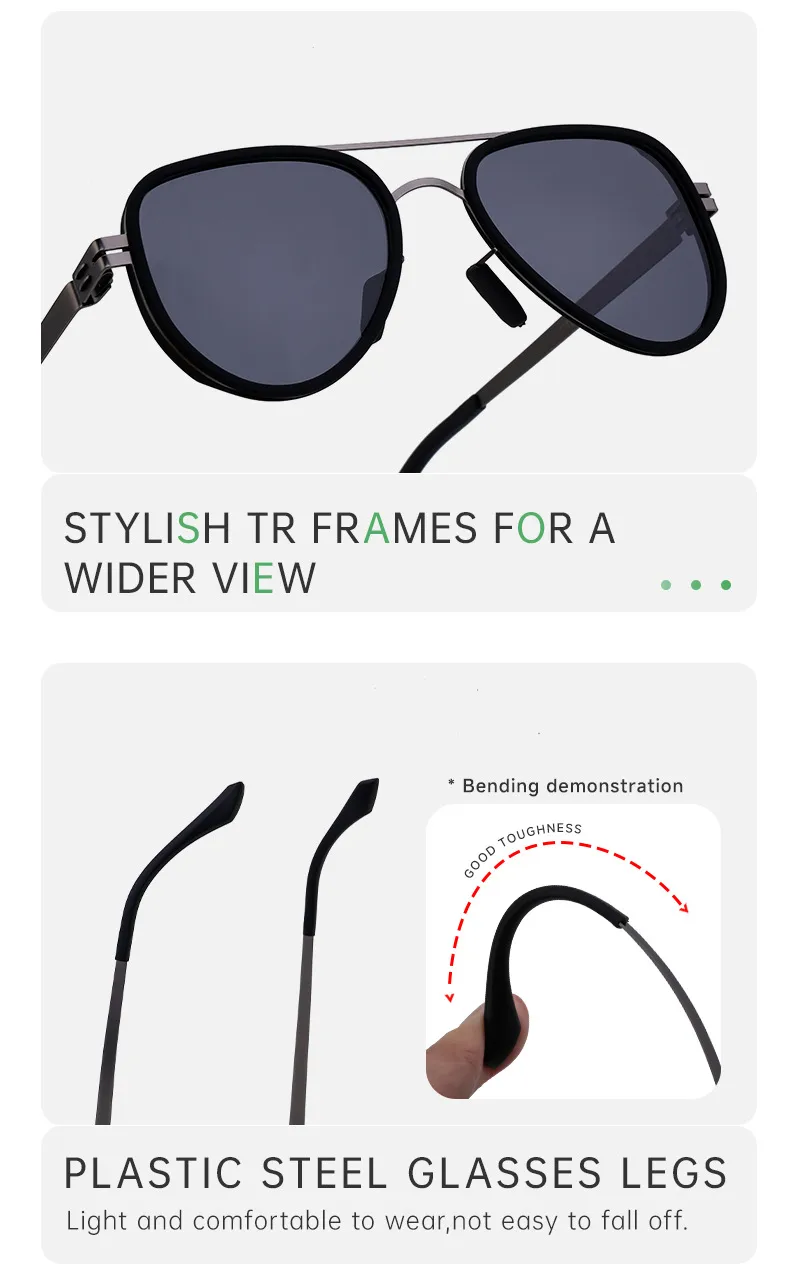 Lunettes De Crapaud Rétro Style Classique Géométrique Tac Plein Cadre Hommes De Lunettes De Soleil display picture 8