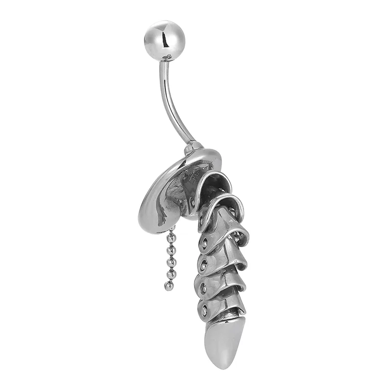 316L Stainless Steel  Hip-Hop Punk Commute Heart Shape Spider Skull Zircon Polishing Belly Ring display picture 1