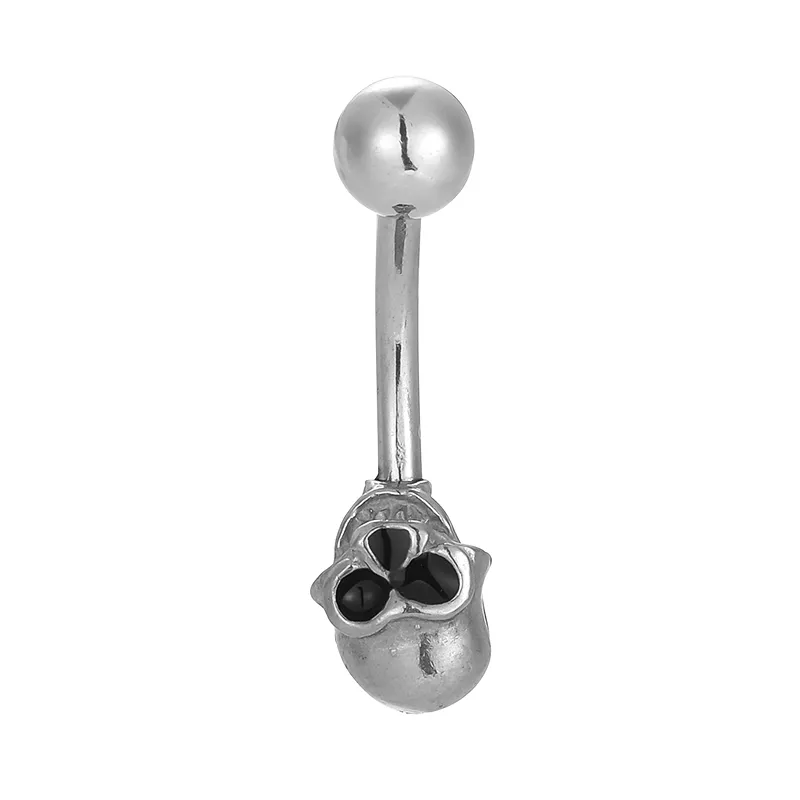 316L Stainless Steel  Hip-Hop Punk Commute Heart Shape Spider Skull Zircon Polishing Belly Ring display picture 5