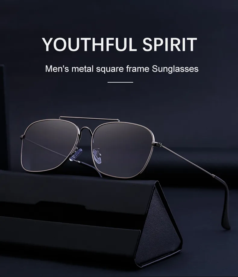 Square Elegant Business Basic Solid Color Pc Full Frame Men's Sunglasses display picture 1