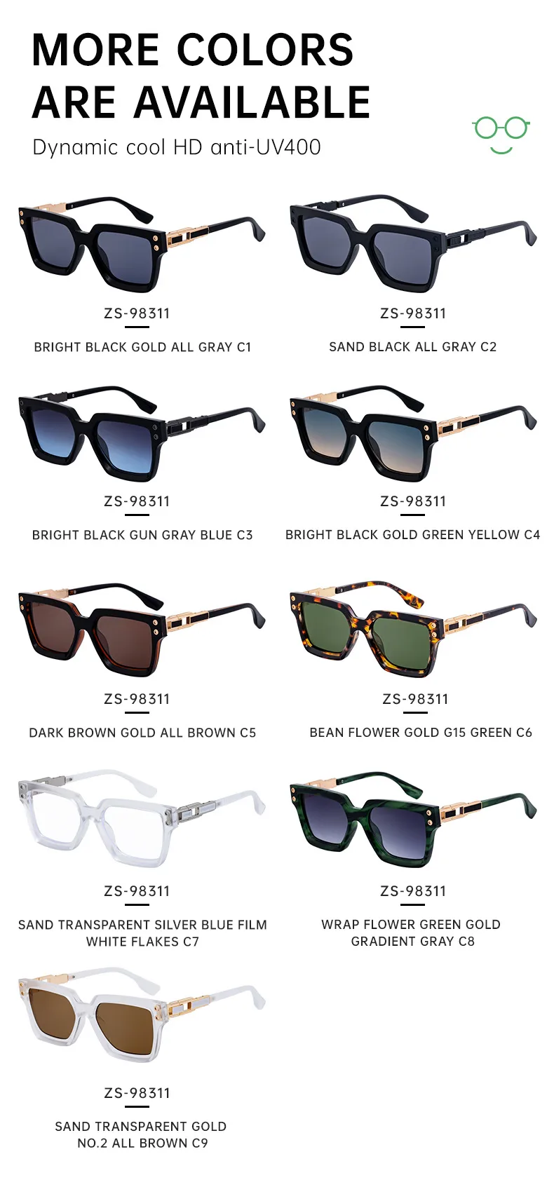 Square Elegant Simple Style Solid Color Pc Full Frame Women's Sunglasses display picture 12