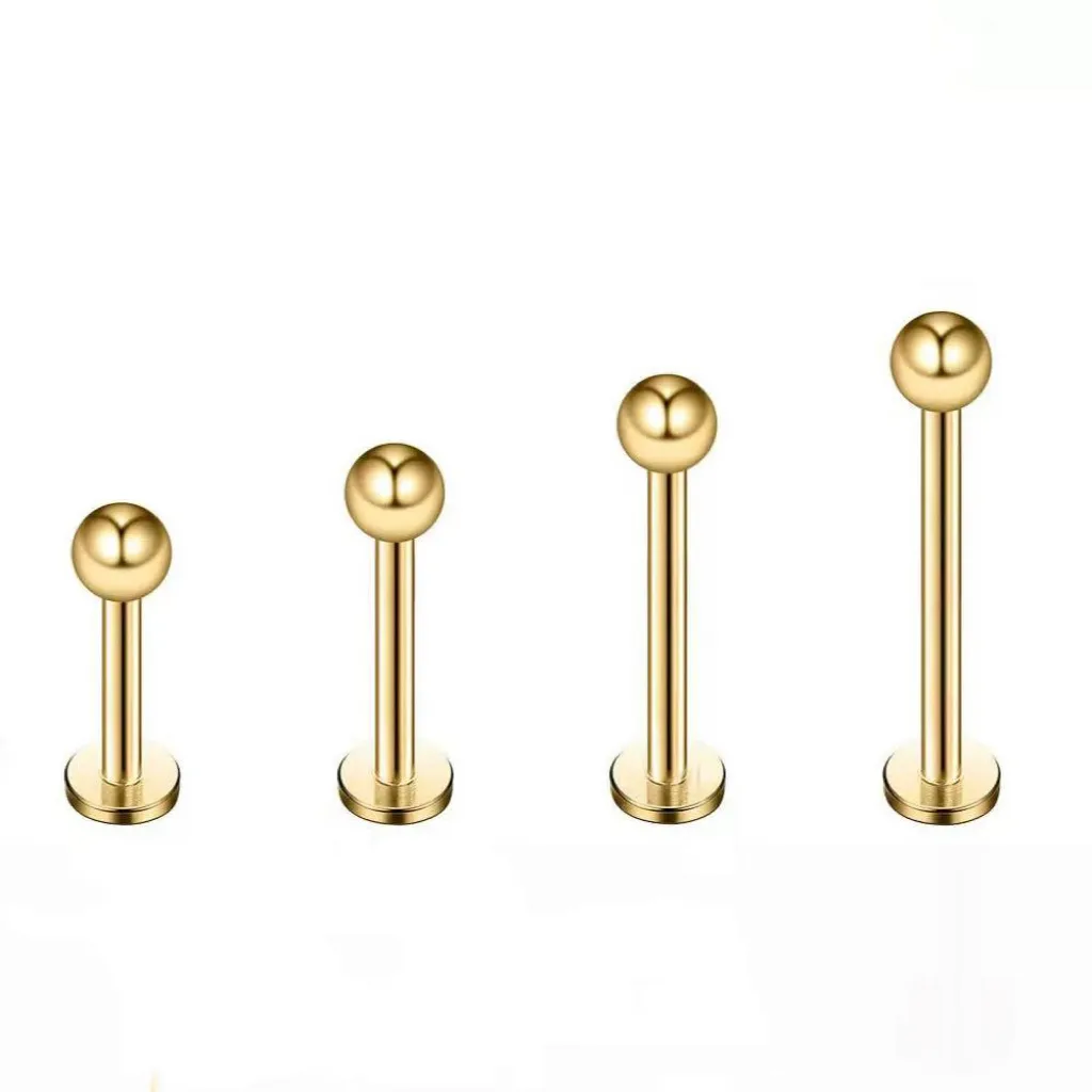 1 Piece 316L Stainless Steel  Casual Sexy Classic Style Round Round Dots 14K Gold Plated Polishing Plating Lip Rings Ear Cartilage Rings & Studs display picture 5