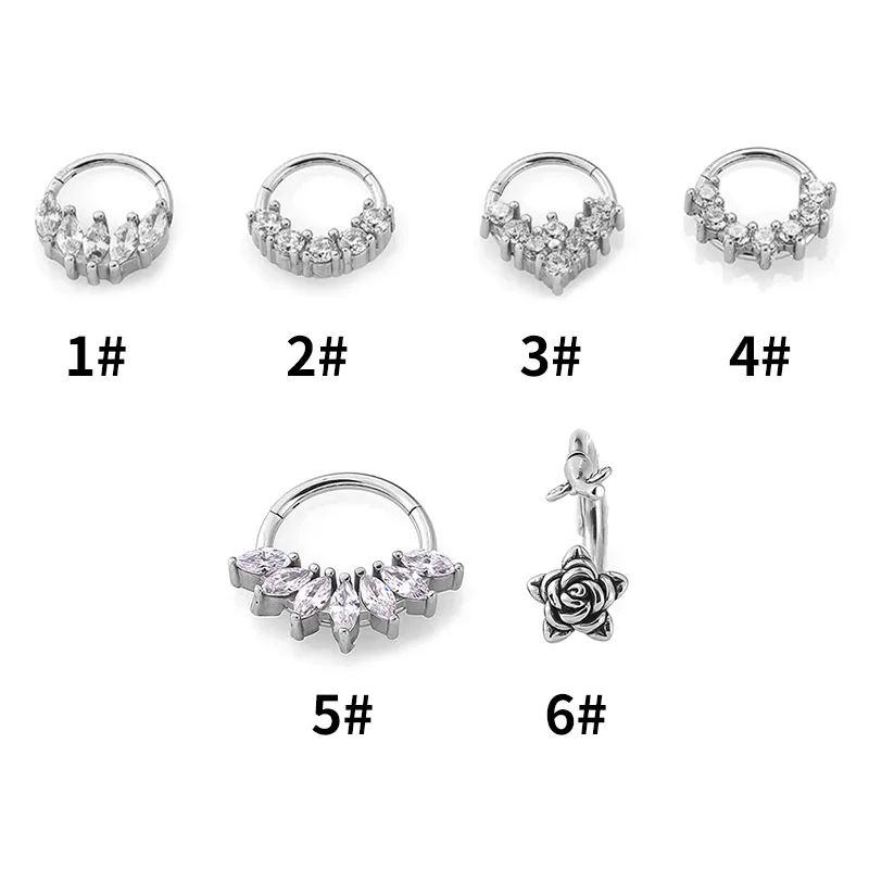 1 Pieza Acero Inoxidable 316L. Casual Estilo Simple Estilo Clásico Rosa Circón Pulido Embutido Piercing De La Oreja Anillos En La Nariz display picture 4