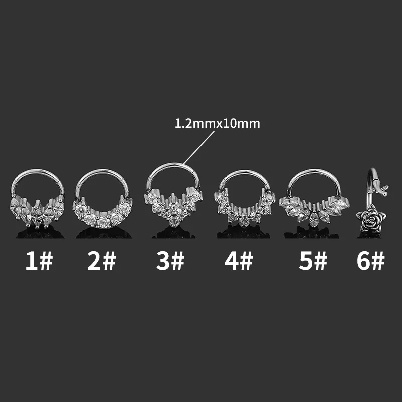 1 Piece 316L Stainless Steel  Casual Simple Style Classic Style Rose Zircon Polishing Inlay Ear Cartilage Rings & Studs Nose Rings & Studs display picture 3