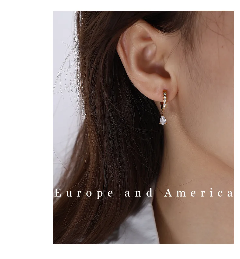 1 Pair Four Leaf Clover Water Droplets Heart Shape Glam Luxurious Lady 304 Stainless Steel Earrings display picture 5