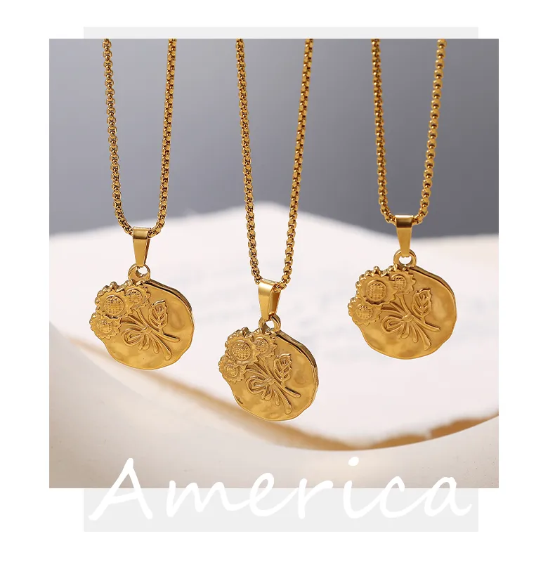 Sunflower Glam Hip-Hop Luxurious 304 Stainless Steel Pendant Necklace Lobster Trigger Clasp Closure display picture 1