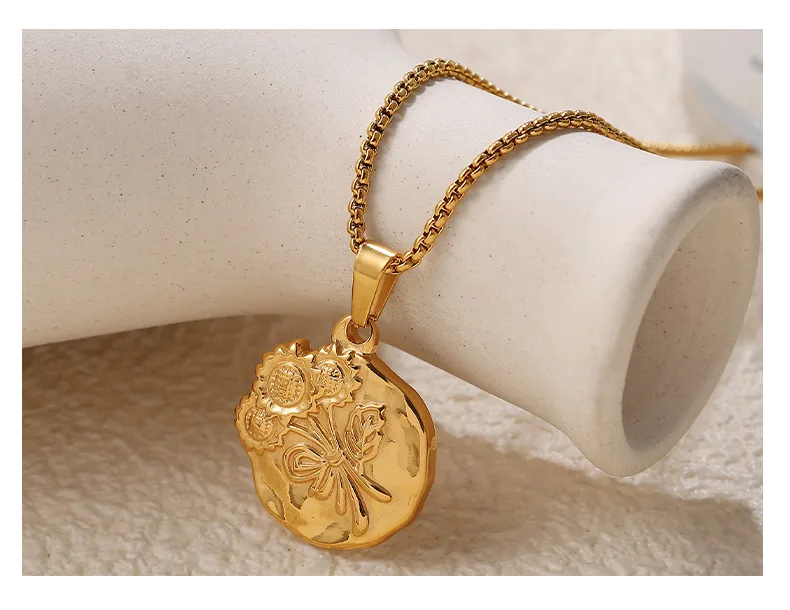 Sunflower Glam Hip-Hop Luxurious 304 Stainless Steel Pendant Necklace Lobster Trigger Clasp Closure display picture 2