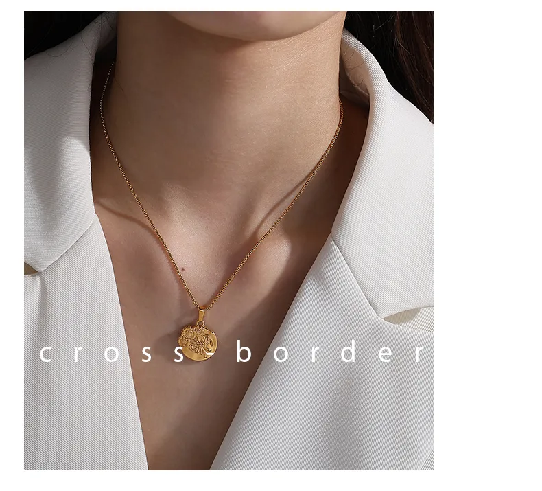 Sunflower Glam Hip-Hop Luxurious 304 Stainless Steel Pendant Necklace Lobster Trigger Clasp Closure display picture 3