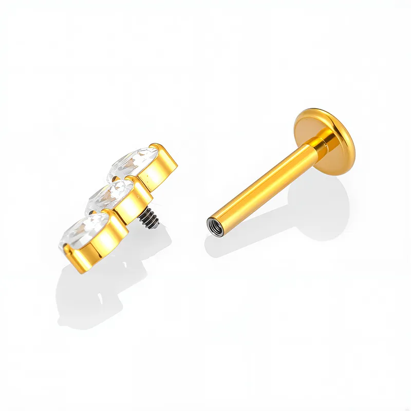 1 Piece Titanium Alloy Casual Simple Style Commute Heart Shape Zircon 14K Gold Plated Polishing Plating Lip Rings Ear Cartilage Rings & Studs Nose Rings & Studs display picture 4