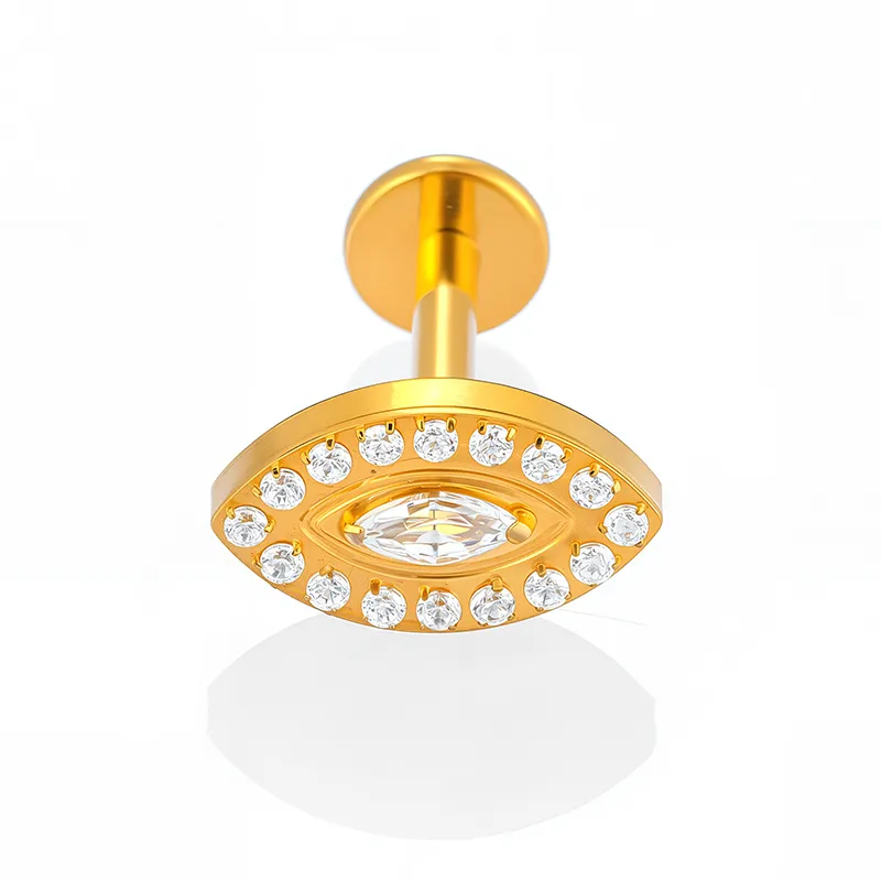 1 Piece Titanium Alloy Casual Simple Style Commute Heart Shape Zircon 14K Gold Plated Polishing Plating Lip Rings Ear Cartilage Rings & Studs Nose Rings & Studs display picture 3