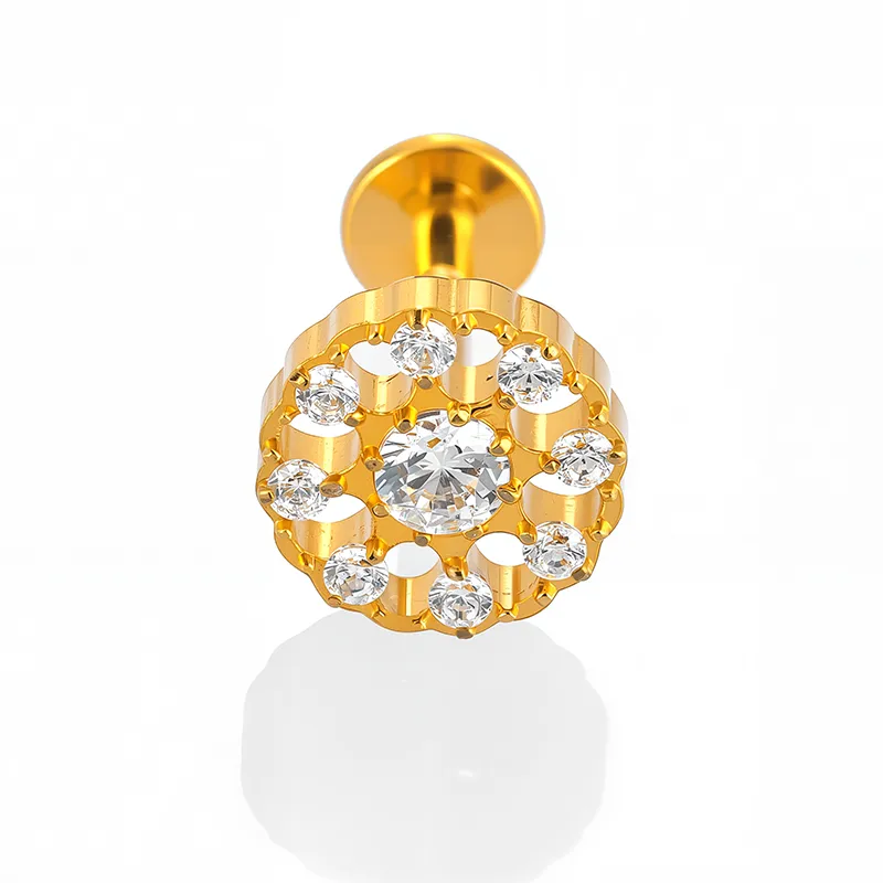 1 Piece Titanium Alloy Casual Simple Style Commute Heart Shape Zircon 14K Gold Plated Polishing Plating Lip Rings Ear Cartilage Rings & Studs Nose Rings & Studs display picture 5
