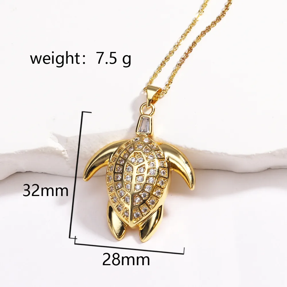 Tortue Femme Style Simple Style Classique Diamant Le Cuivre Pendentif Incruster Fermeture À Boucle De Type Homard display picture 2
