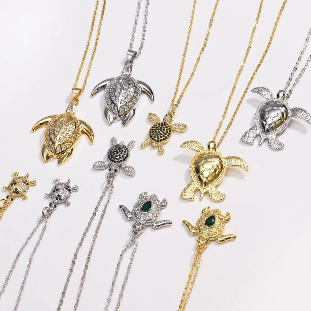 Tortoise Lady Simple Style Classic Style Diamond Copper Pendant Necklace Inlay Lobster Trigger Clasp Closure display picture 15