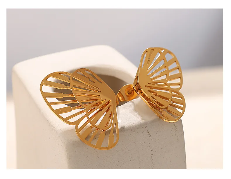 1 Paire Papillon Glamour Hip Hop Luxueux Acier Inoxydable 304 Boucles D'Oreilles display picture 2