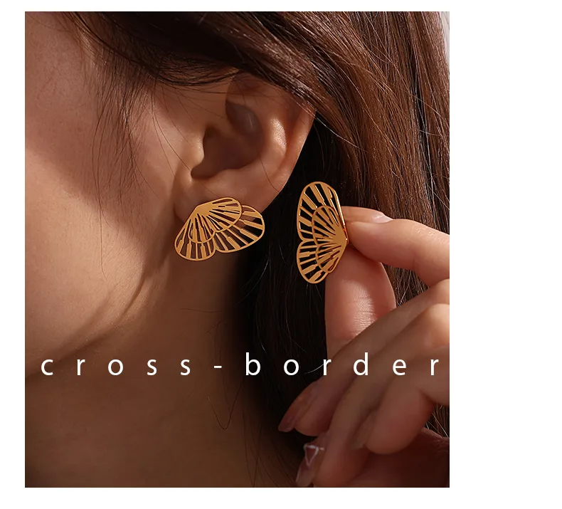 1 Pair Butterfly Glam Hip-Hop Luxurious 304 Stainless Steel Ear Studs display picture 6