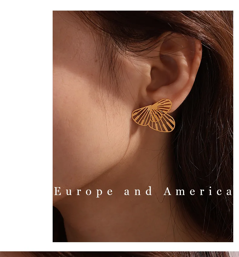 1 Par Mariposa Glamour Hip Hop Lujoso Acero Inoxidable 304 Pendientes display picture 4
