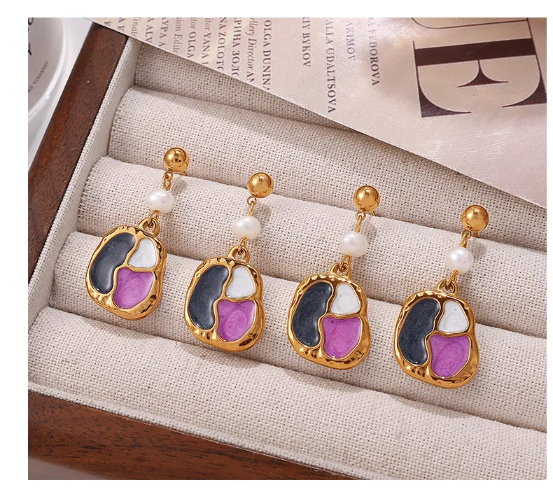 1 Par Geométrico Elegante Glamour Lujoso Acero Inoxidable 304 Aretes display picture 8