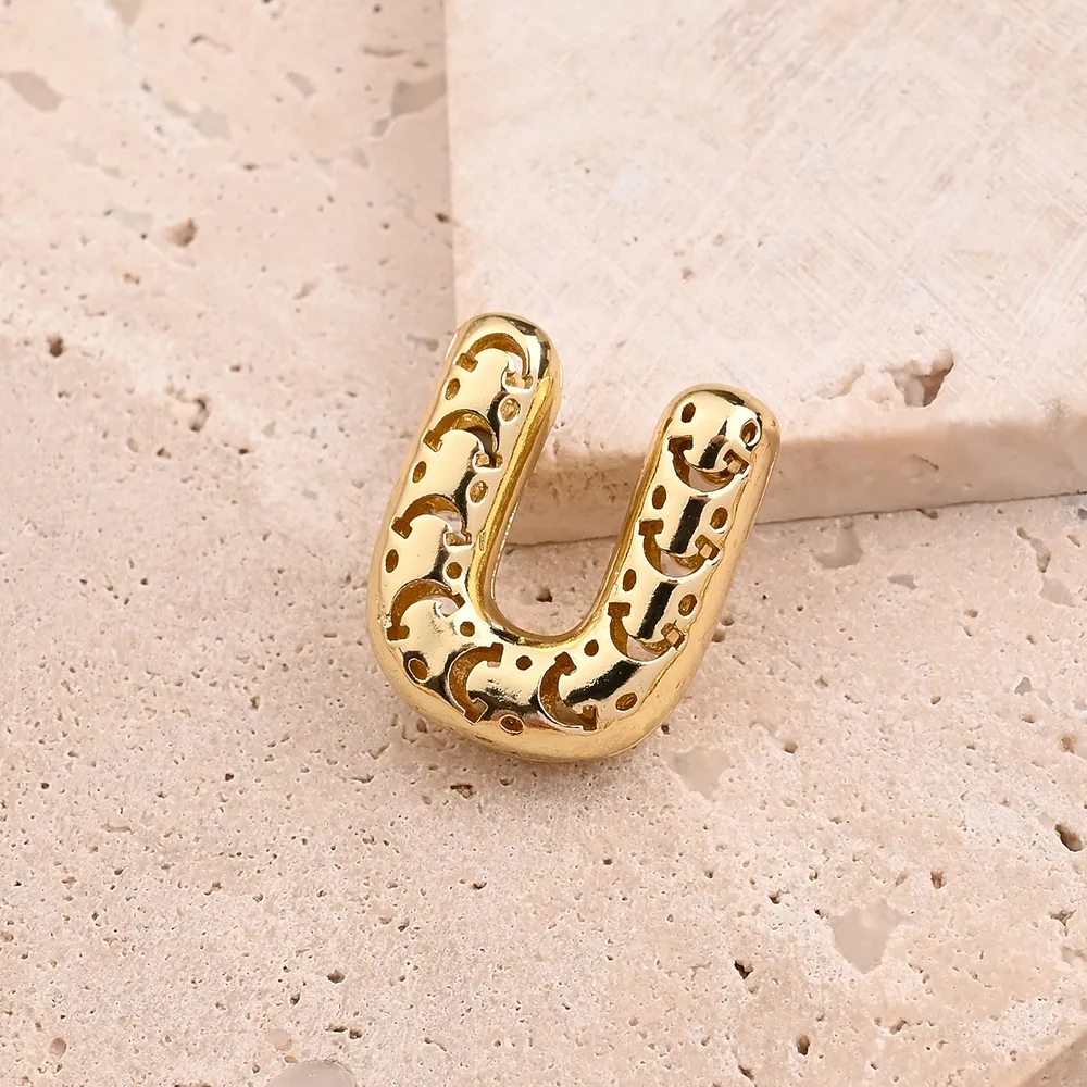 1 Pc/paquet Le Cuivre Plaqué Or 18K Brillant Lettre Pendentif display picture 26