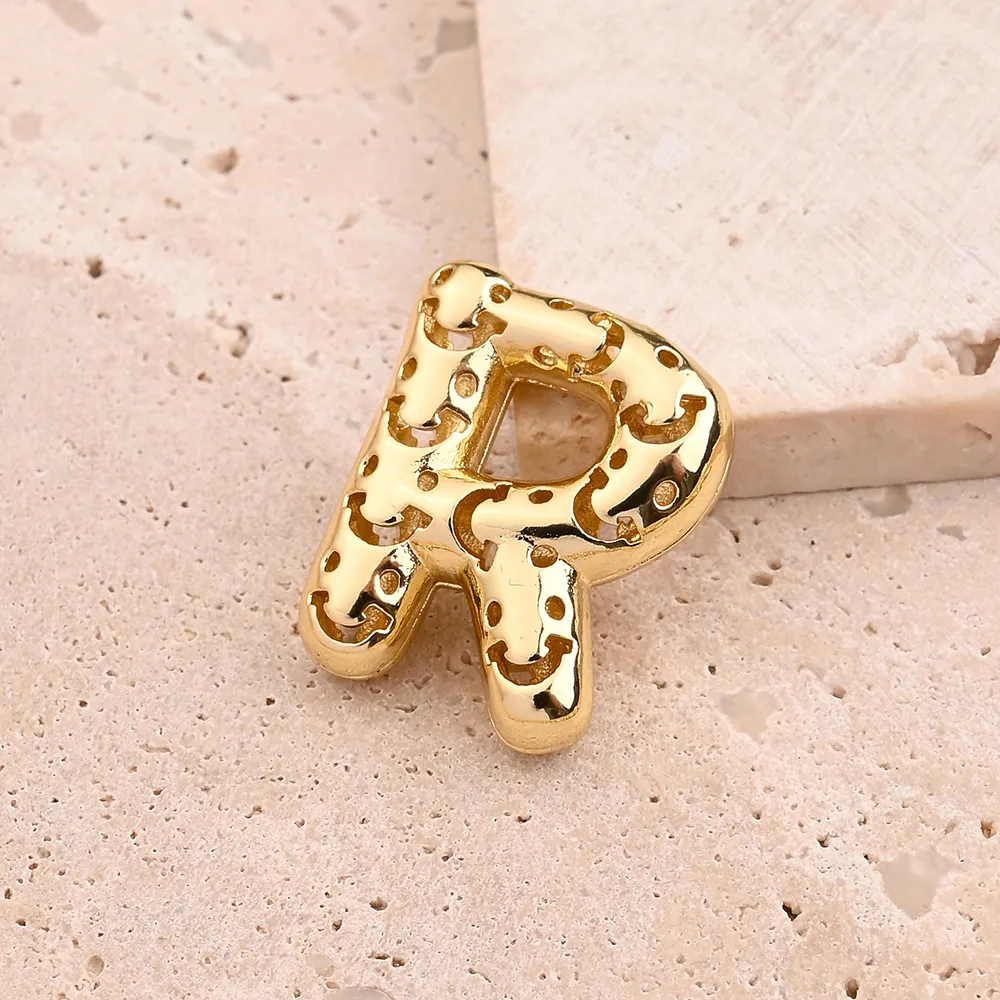 1 Pc/paquet Le Cuivre Plaqué Or 18K Brillant Lettre Pendentif display picture 21