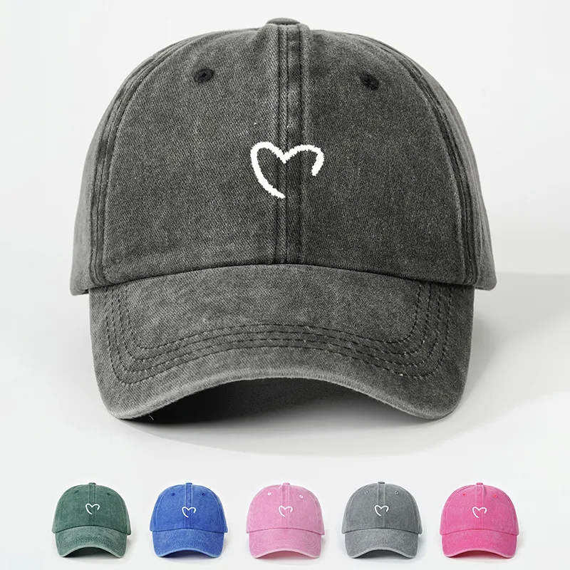 Unisex Heart Shape Curved Eaves Embroidery Casual Simple Style Streetwear Baseball Cap display picture 1