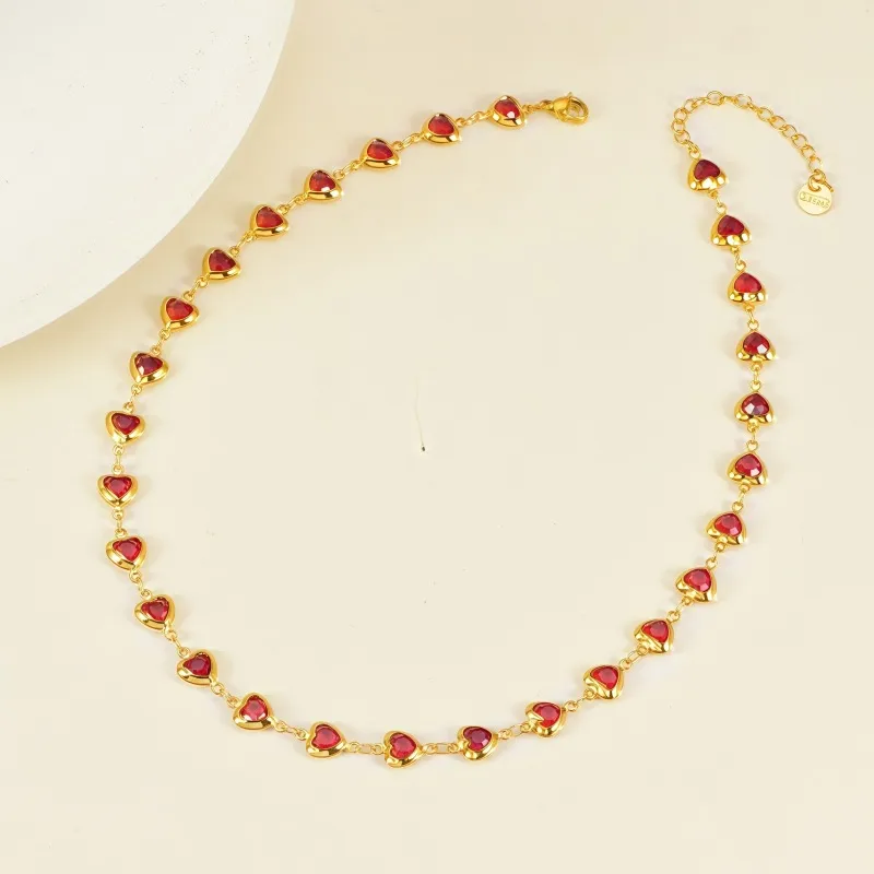 Heart Shape Modern Style Simple Style Diamond 304 Stainless Steel Necklace Inlay Lobster Trigger Clasp Closure display picture 3