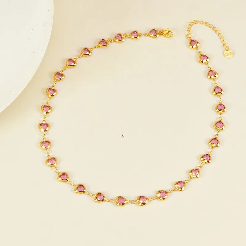 Heart Shape Modern Style Simple Style Diamond 304 Stainless Steel Necklace Inlay Lobster Trigger Clasp Closure display picture 4