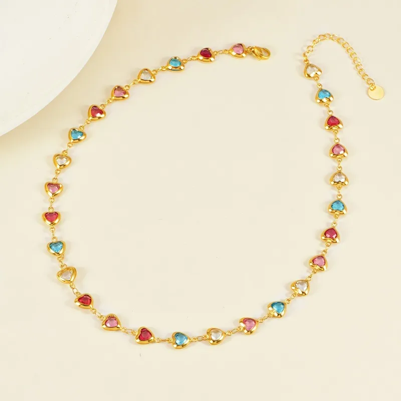 Heart Shape Modern Style Simple Style Diamond 304 Stainless Steel Necklace Inlay Lobster Trigger Clasp Closure display picture 7