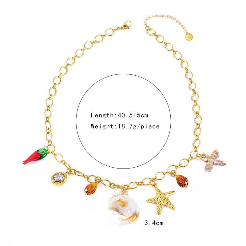 Étoile De Mer Conque Dauphin Décontractée Vacances Acier Inoxydable 304 Collier Multi-breloques Fermeture À Boucle De Type Homard display picture 1