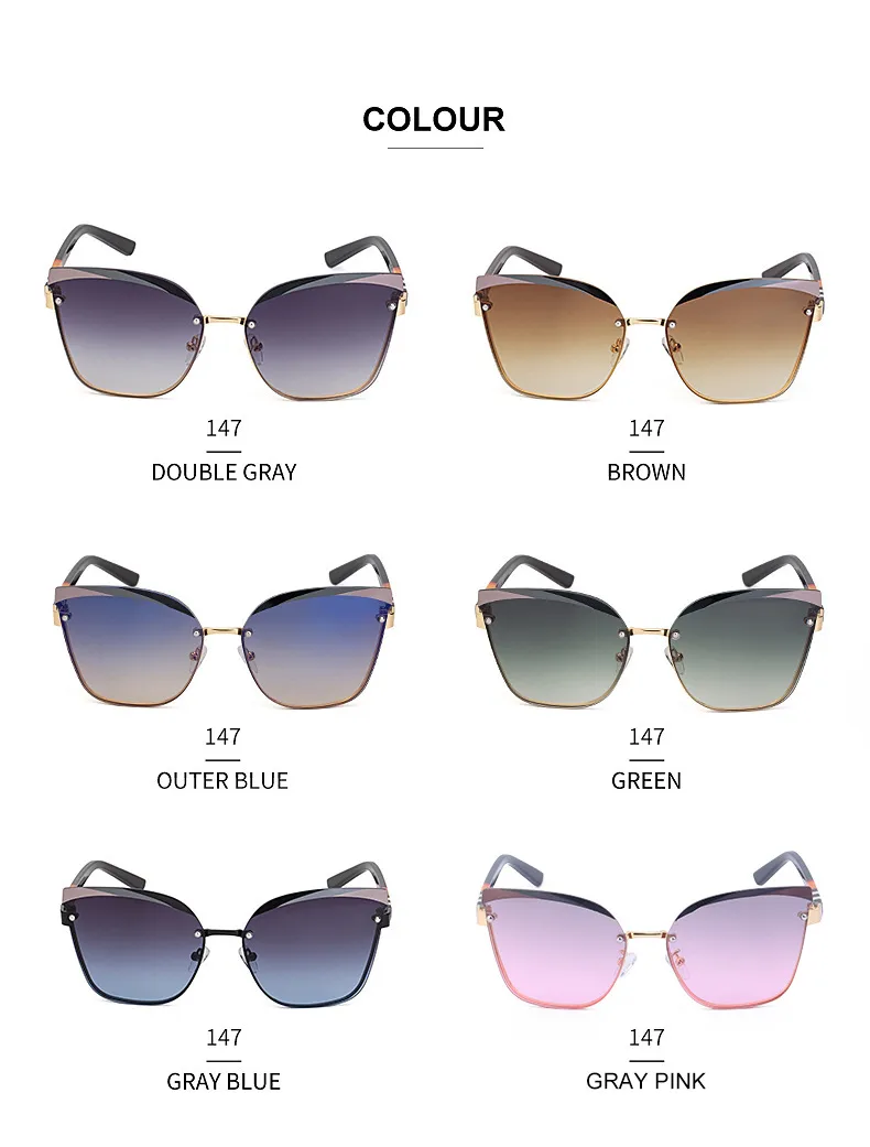 Cat Eye Geometric Pc Frameless Women's Sunglasses display picture 6