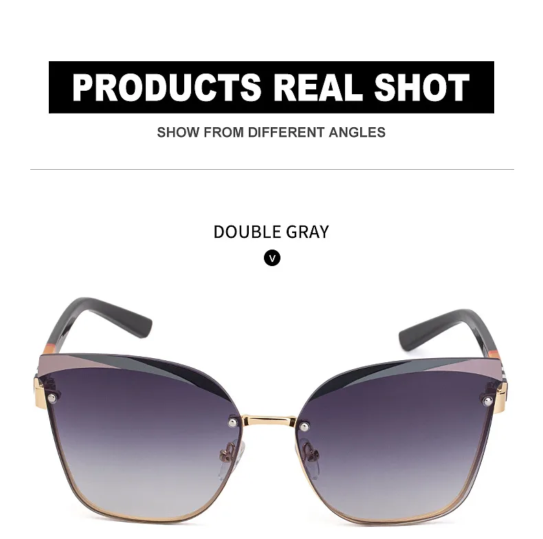 Cat Eye Geometric Pc Frameless Women's Sunglasses display picture 7