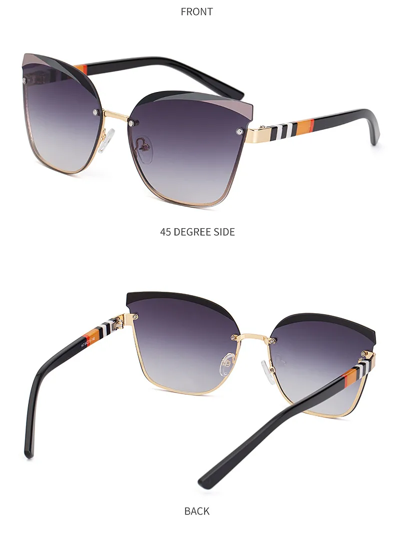 Cat Eye Geometric Pc Frameless Women's Sunglasses display picture 8