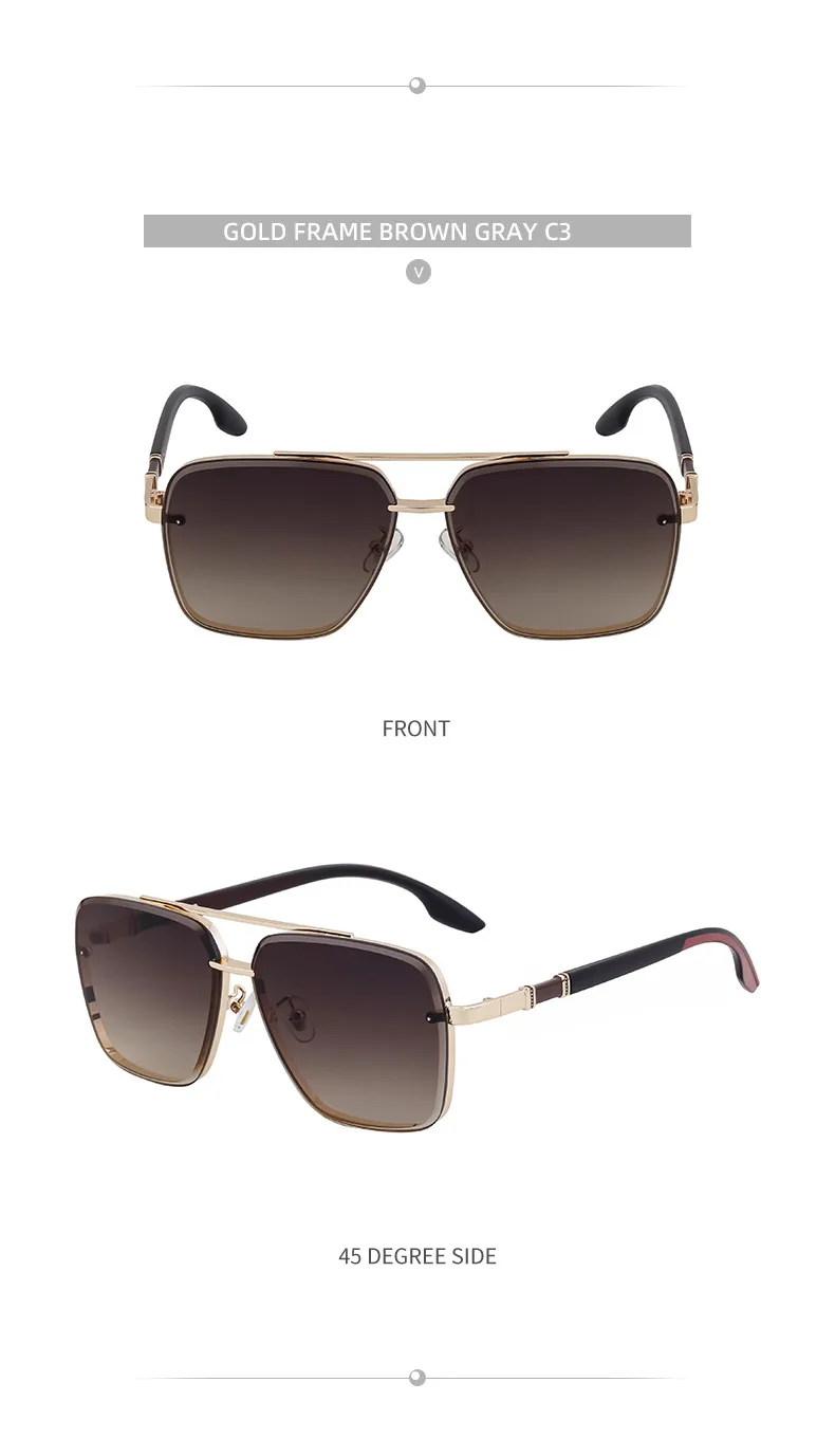 Square Solid Color Pc Full Frame Men's Sunglasses display picture 9