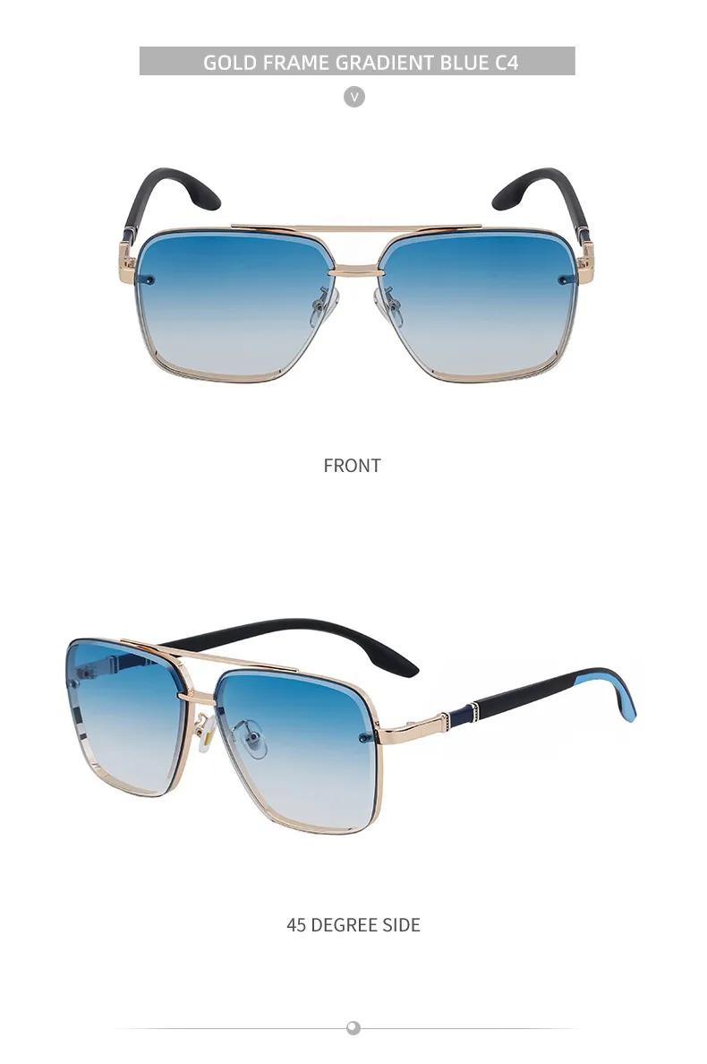 Square Solid Color Pc Full Frame Men's Sunglasses display picture 10