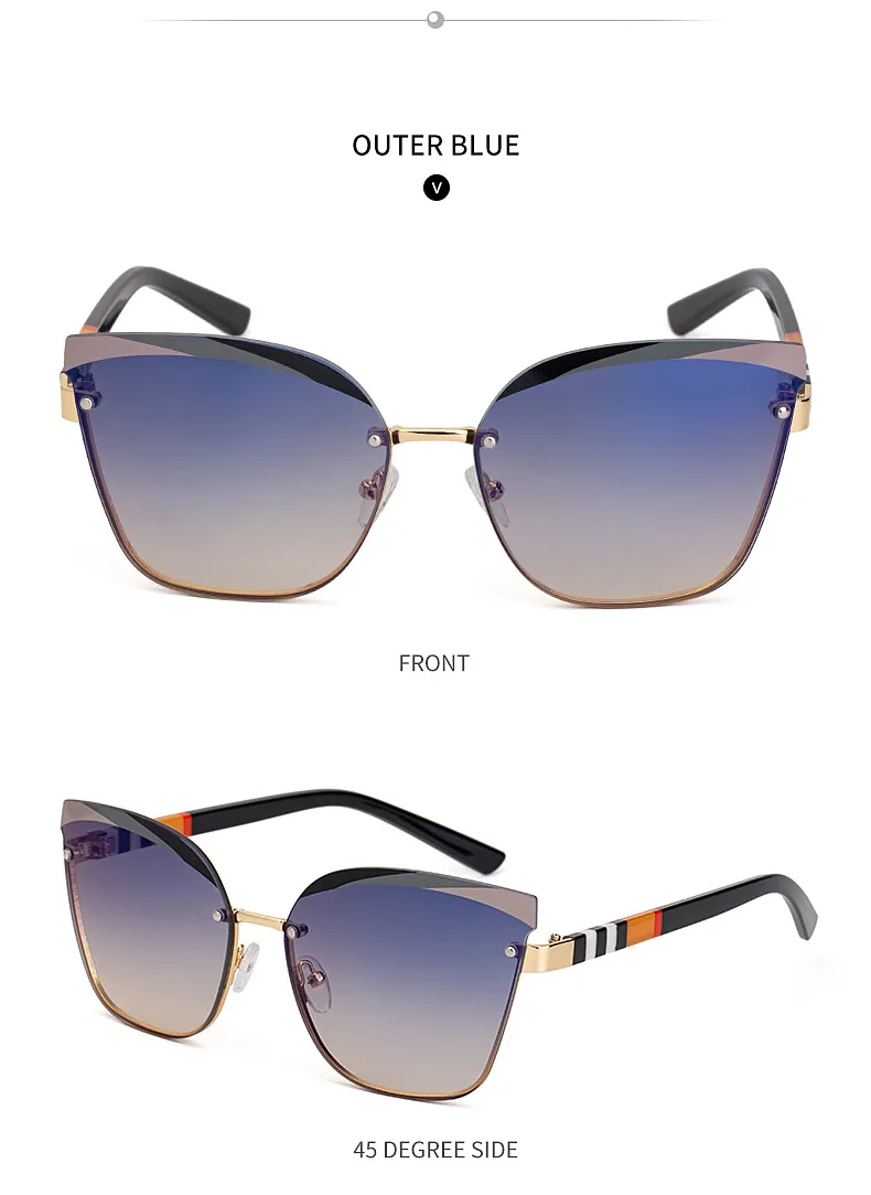 Cat Eye Geometric Pc Frameless Women's Sunglasses display picture 9
