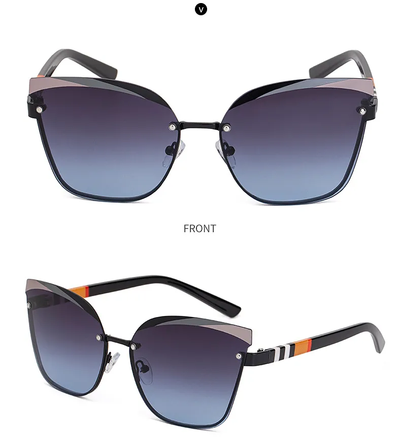 Cat Eye Geometric Pc Frameless Women's Sunglasses display picture 11
