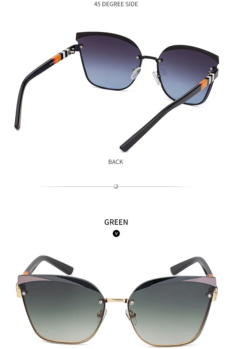 Cat Eye Geometric Pc Frameless Women's Sunglasses display picture 12