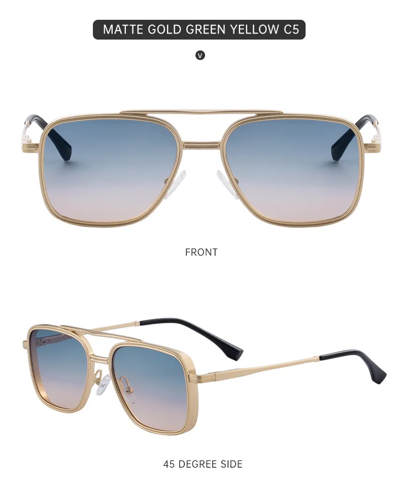 Square Vacation Simple Style Pc Gradient Tinted Lenses Full Frame Men's Sunglasses display picture 1