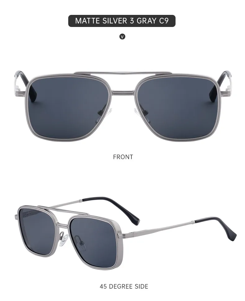Square Vacation Simple Style Pc Gradient Tinted Lenses Full Frame Men's Sunglasses display picture 4