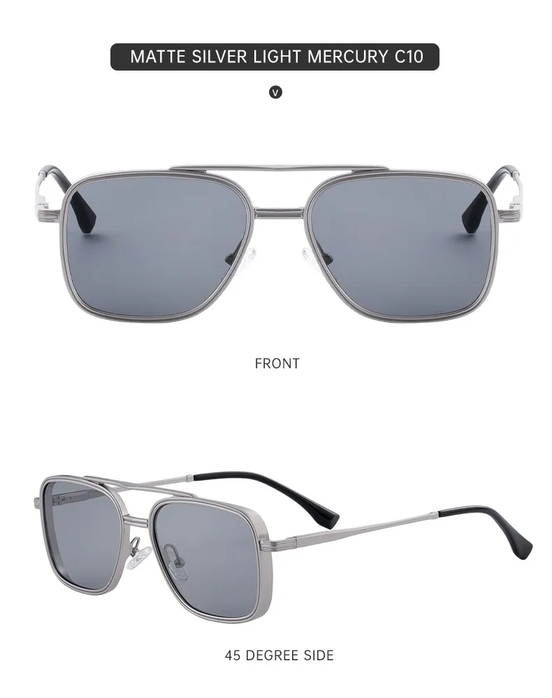 Square Vacation Simple Style Pc Gradient Tinted Lenses Full Frame Men's Sunglasses display picture 5