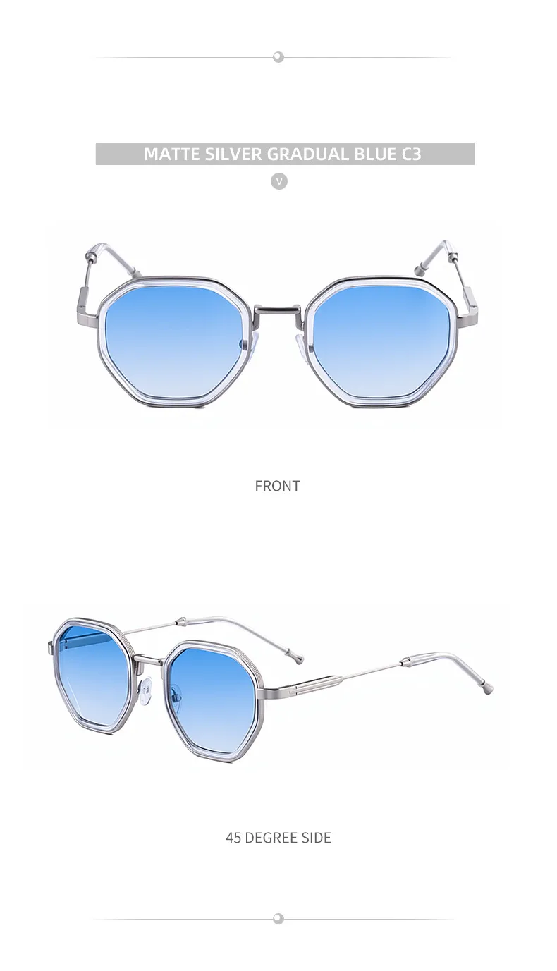 Square Vacation Pc Gradient Tinted Lenses Full Frame Men's Sunglasses display picture 5