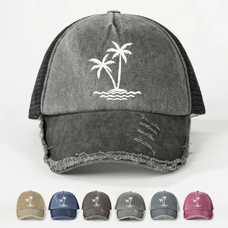 Unisex Coconut Tree Curved Eaves Embroidery Casual Simple Style Streetwear Baseball Cap display picture 1